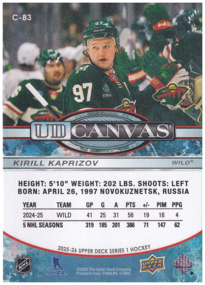2025-26 UD Series 1 - Kirill Kaprizov - Canvas #C-83