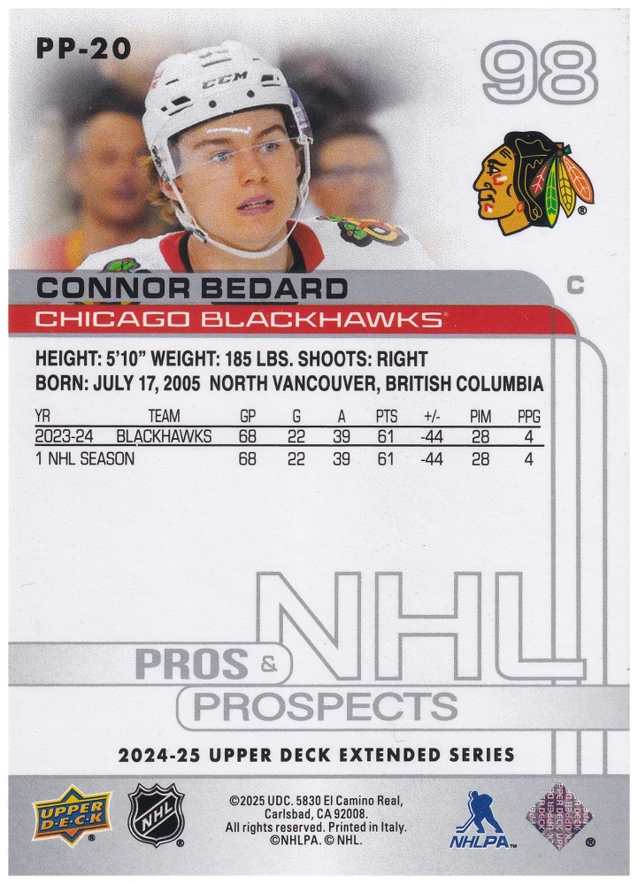 2024-25 UD Extended Series - Connor Bedard - Pros & Prospects #PP-20