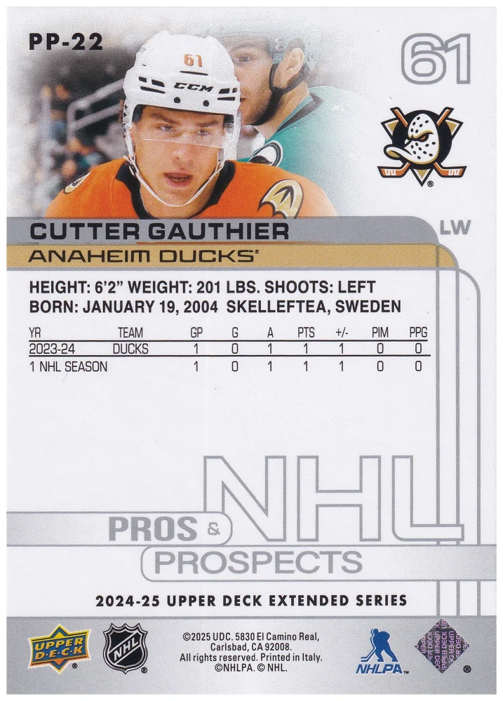 2024-25 UD Extended Series - Cutter Gauthier - Pros & Prospects #PP-22