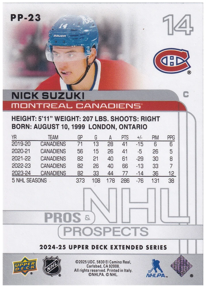 2024-25 UD Extended Series - Nick Suzuki - Pros & Prospects #PP-23