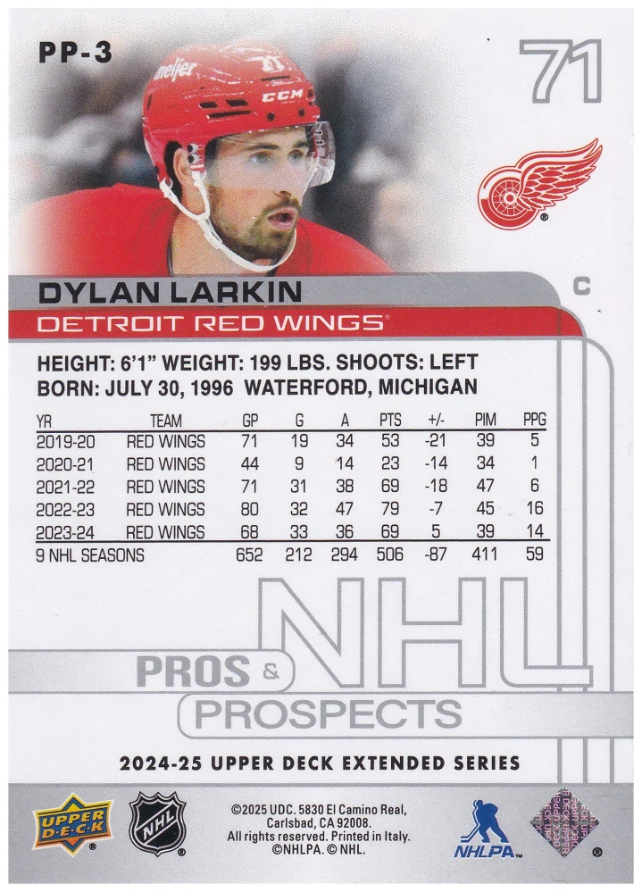 2024-25 UD Extended Series - Dylan Larkin - Pros & Prospects #PP-3