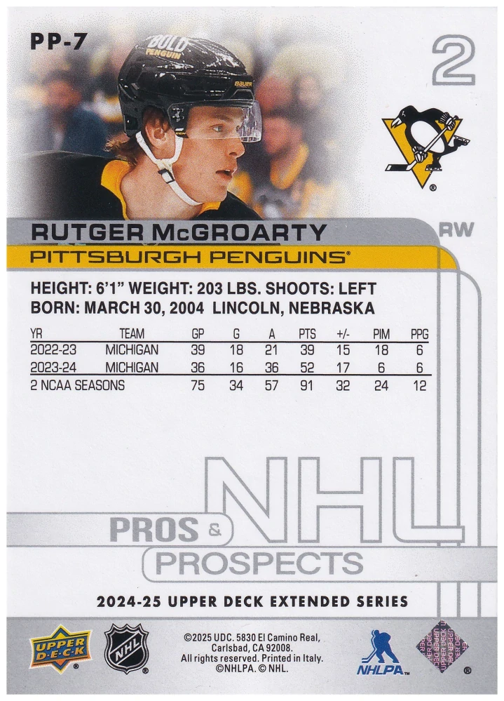 2024-25 UD Extended Series - Rutger McGroarty - Pros & Prospects #PP-7