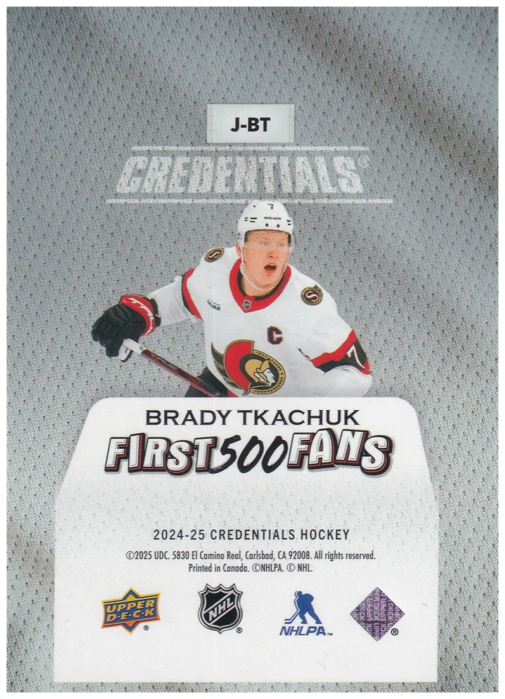 2024-25 UD Credentials - Brady Tkachuk - Arena Giveaways Jerseys #J-BT