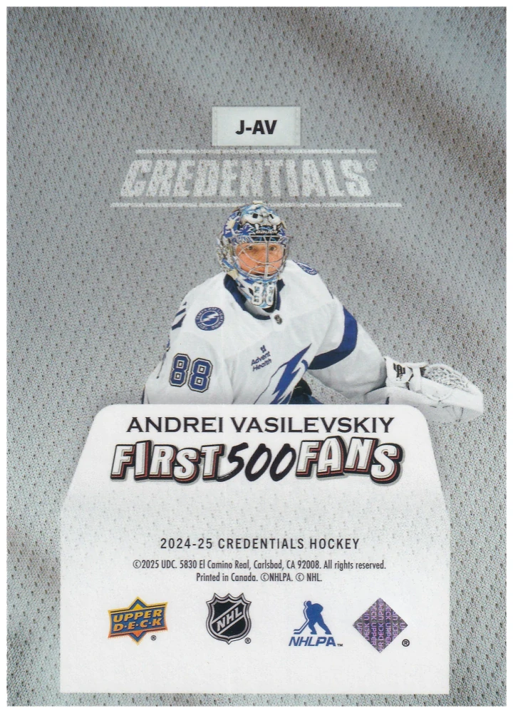 2024-25 UD Credentials - Andrei Vasilevskiy - Arena Giveaways Jerseys #J-AV