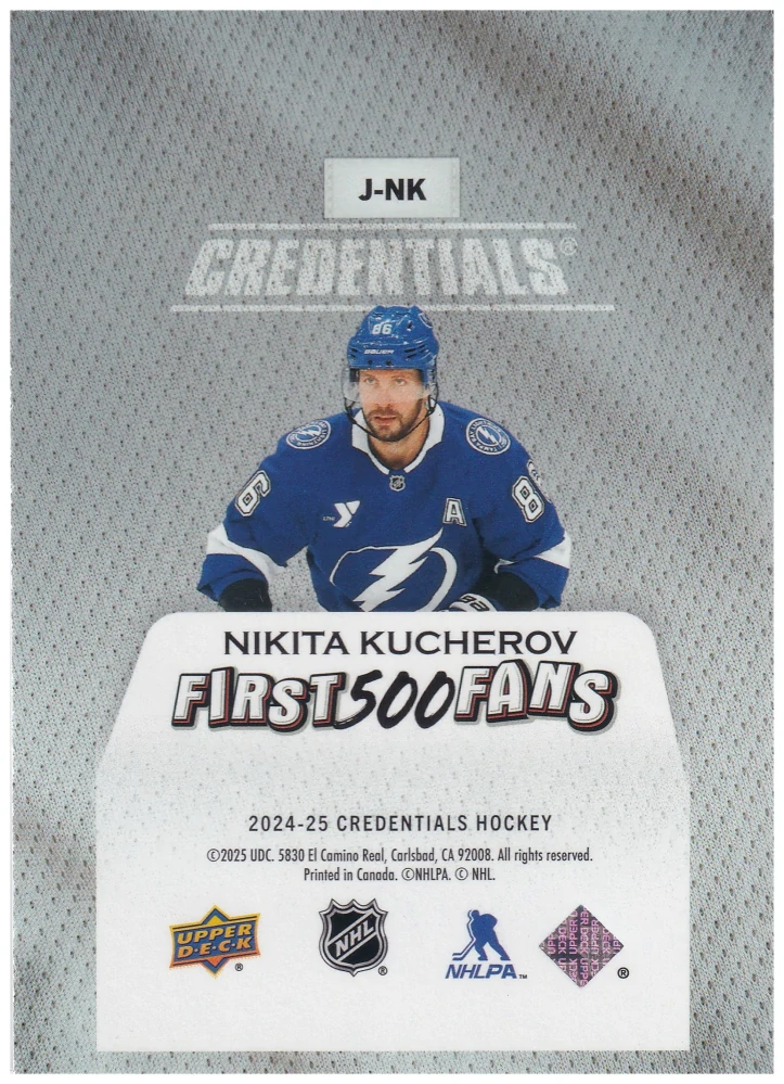 2024-25 UD Credentials - Nikita Kucherov - Arena Giveaways Jerseys #J-NK
