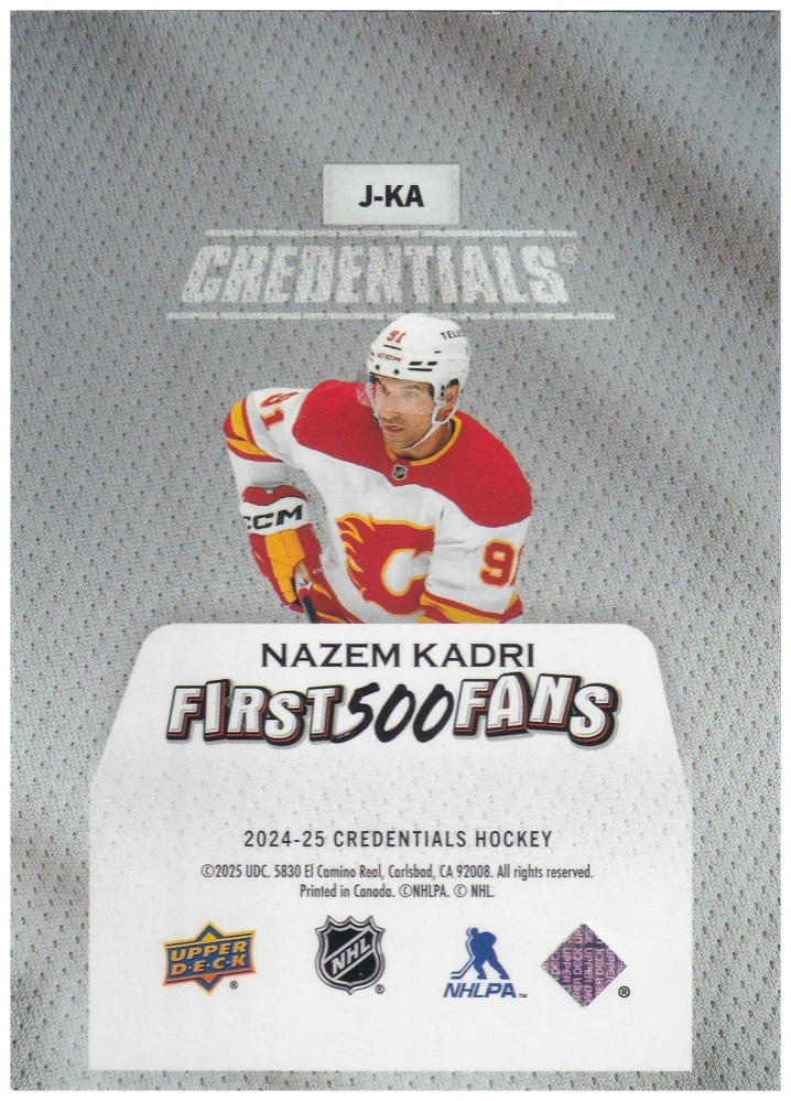 2024-25 UD Credentials - Nazem Kadri - Arena Giveaways Jerseys #J-KA