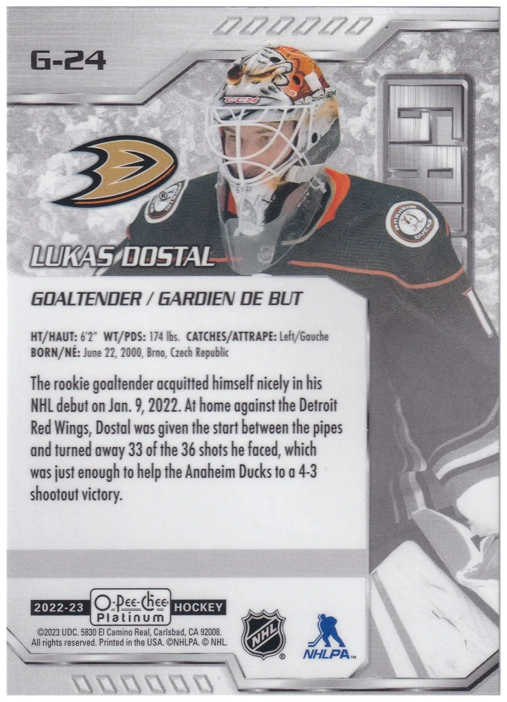 2022-23 UD O-Pee-Chee Platinum - Lukáš Dostál -  Galvanized #G-24