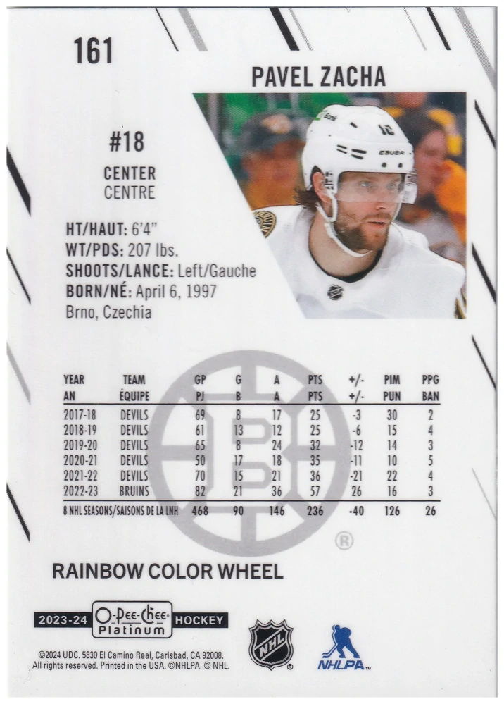 2023-24 UD O-Pee-Chee Platinum - Pavel Zacha - Rainbow Color Wheel #161
