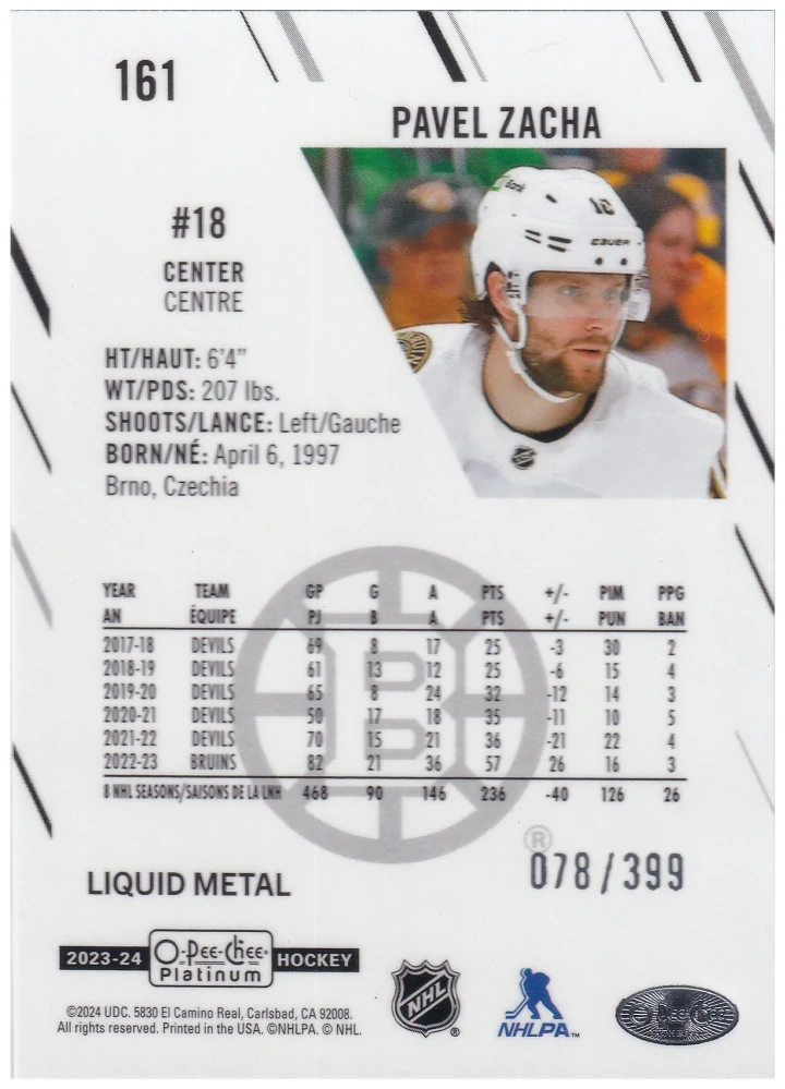 2023-24 UD O-Pee-Chee Platinum - Pavel Zacha - Liquid Metal /399 #161