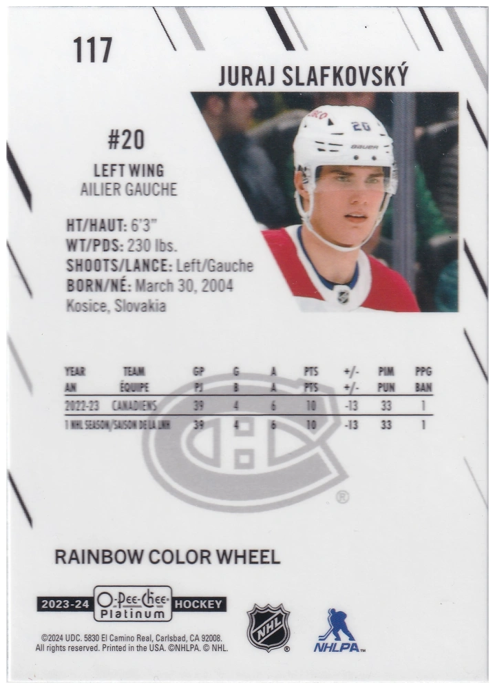 2023-24 UD O-Pee-Chee Platinum - Juraj Slafkovský - Rainbow Color Wheel #117