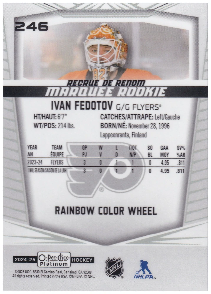 2024-25 UD O-Pee-Chee Platinum - Ivan Fedotov - Marquee Rookie Rainbow Color Wheel #246
