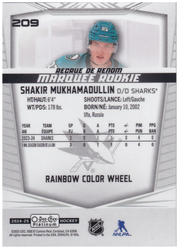 2024-25 UD O-Pee-Chee Platinum - Shakir Mukhamadullin - Marquee Rookie Rainbow Color Wheel #209