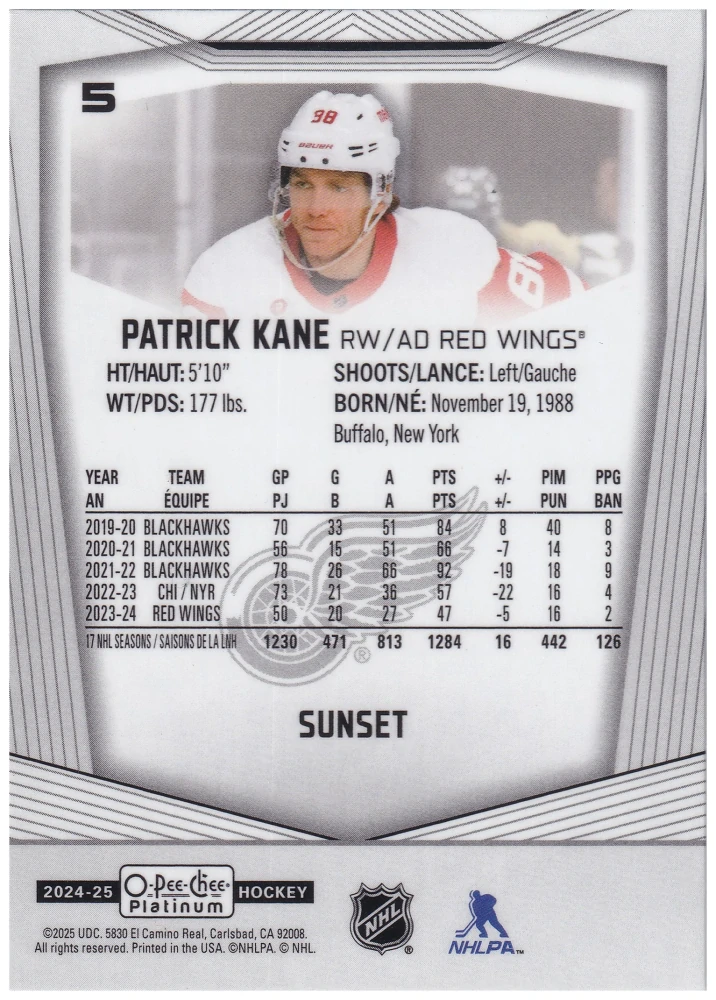 2024-25 UD O-Pee-Chee Platinum - Patrick Kane - Sunset #5