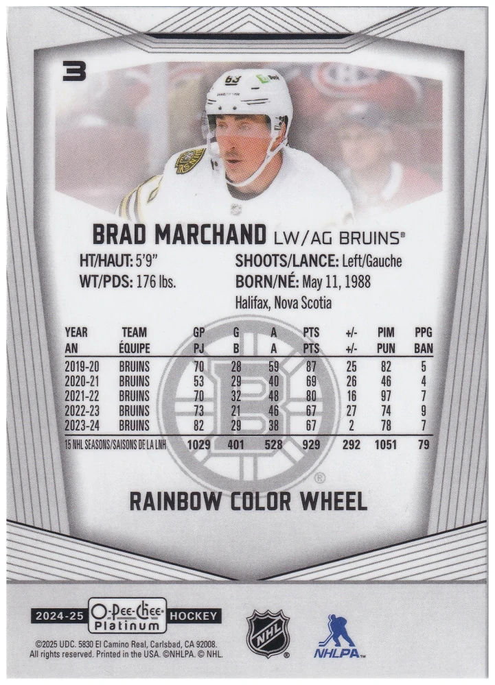 2024-25 UD O-Pee-Chee Platinum - Brad Marchand - Rainbow Color Wheel #3