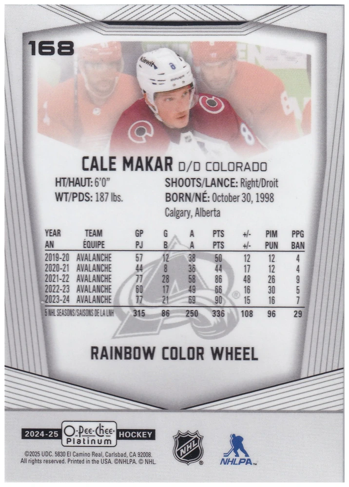 2024-25 UD O-Pee-Chee Platinum - Cale Makar - Rainbow Color Wheel #168