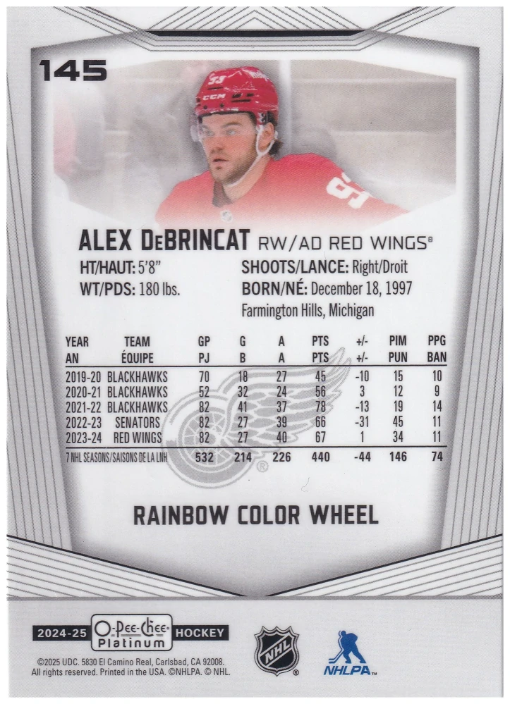 2024-25 UD O-Pee-Chee Platinum - Alex DeBrincat - Rainbow Color Wheel #145