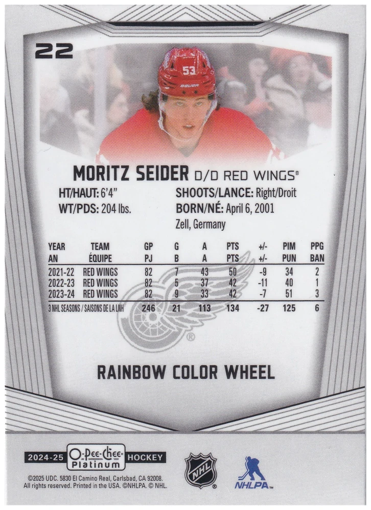2024-25 UD O-Pee-Chee Platinum - Moritz Seider - Rainbow Color Wheel #22