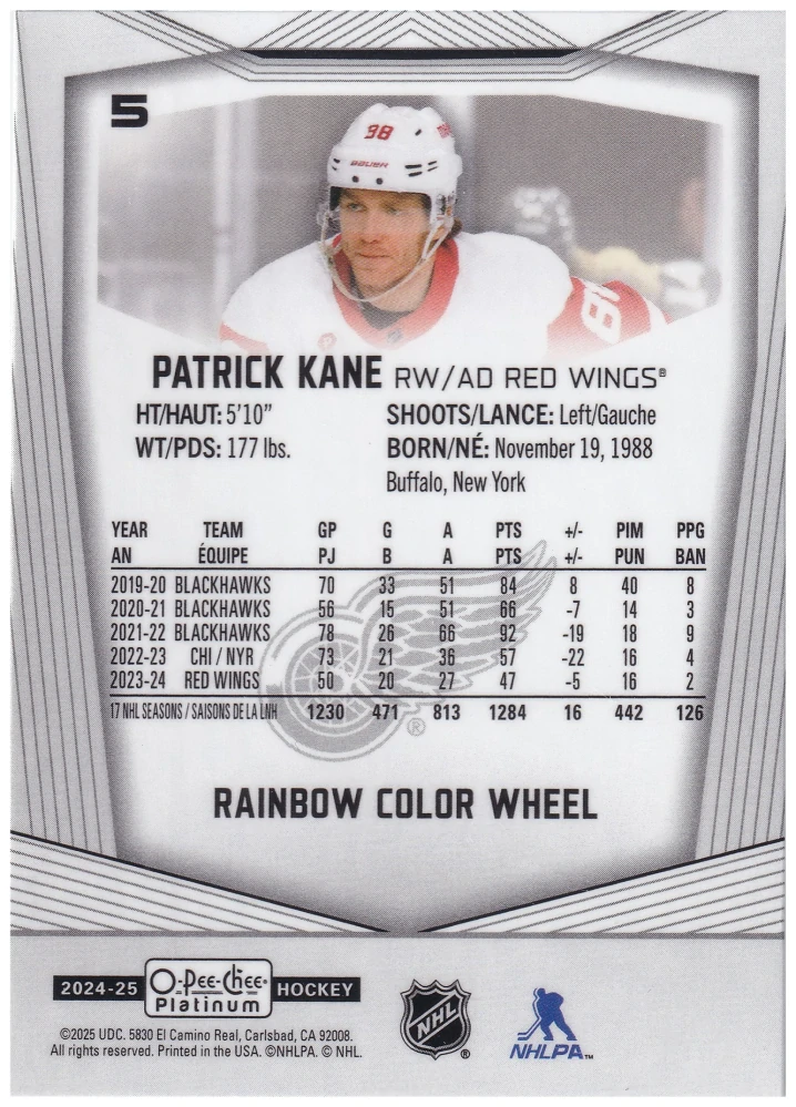 2024-25 UD O-Pee-Chee Platinum - Patrick Kane - Rainbow Color Wheel #5
