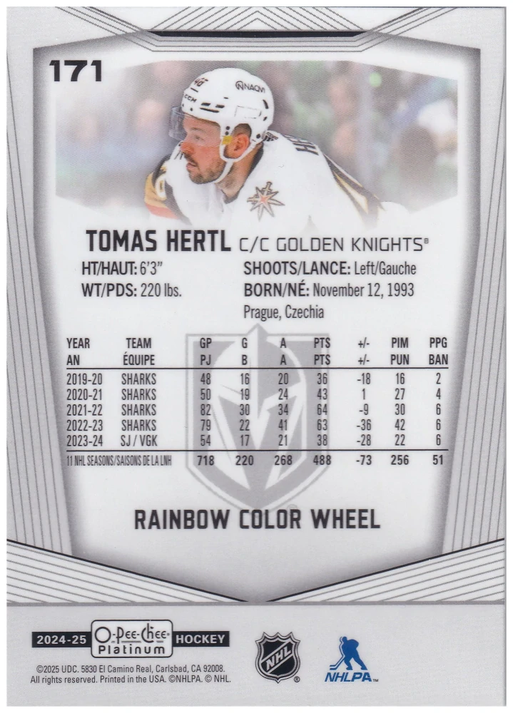 2024-25 UD O-Pee-Chee Platinum - Tomáš Hertl - Rainbow Color Wheel #171