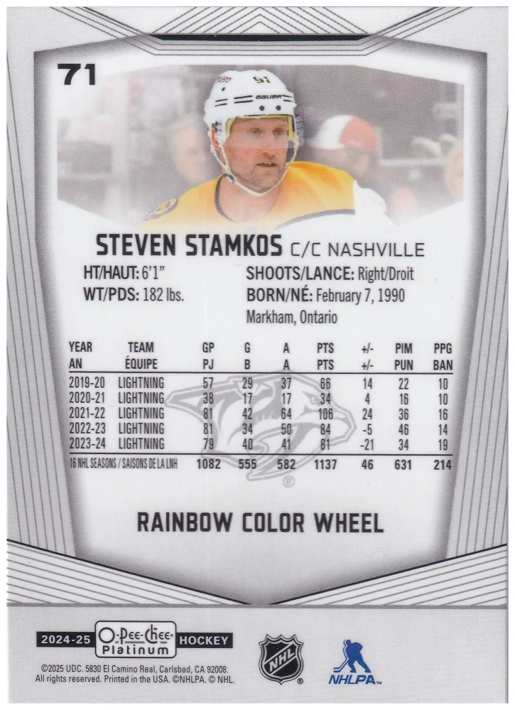 2024-25 UD O-Pee-Chee Platinum - Steven Stamkos - Rainbow Color Wheel #71