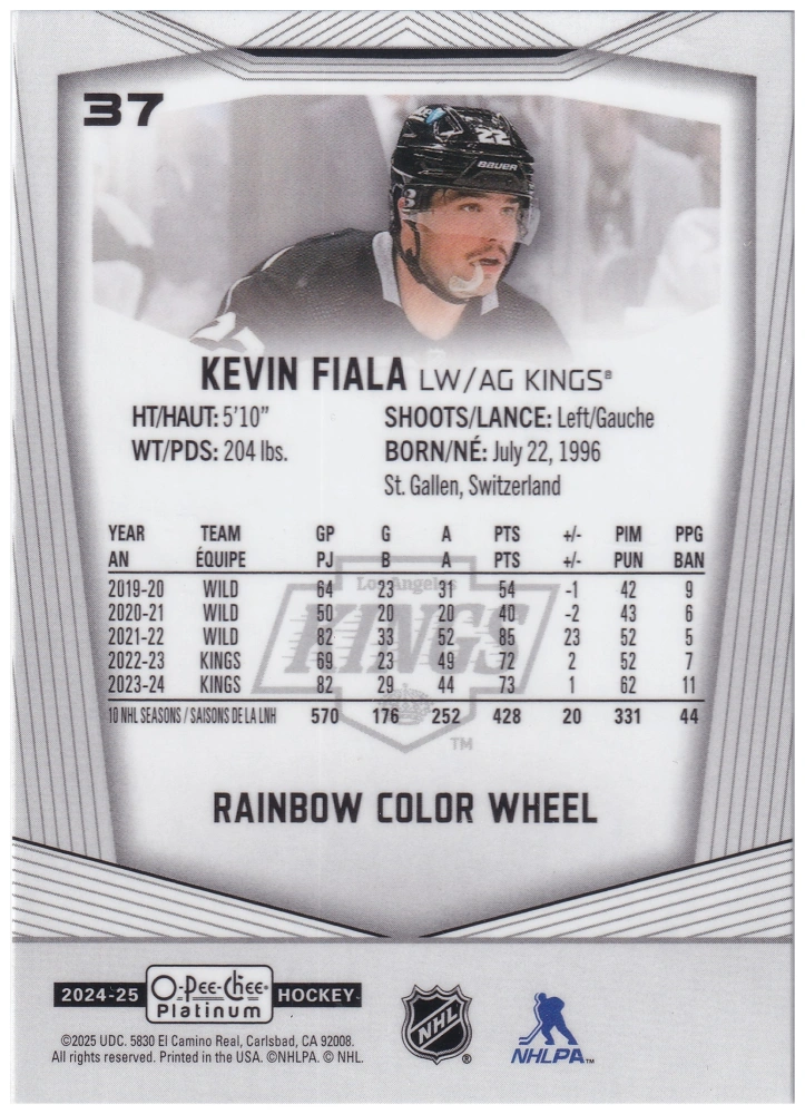 2024-25 UD O-Pee-Chee Platinum - Kevin Fiala - Rainbow Color Wheel #37