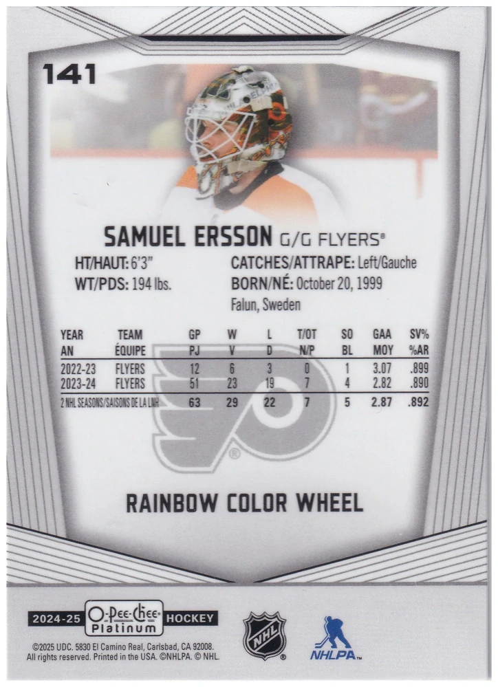 2024-25 UD O-Pee-Chee Platinum - Samuel Ersson - Rainbow Color Wheel #141