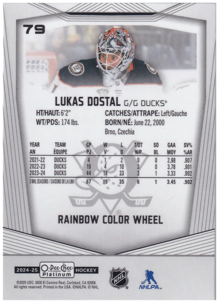 2024-25 UD O-Pee-Chee Platinum - Lukáš Dostál - Rainbow Color Wheel #79