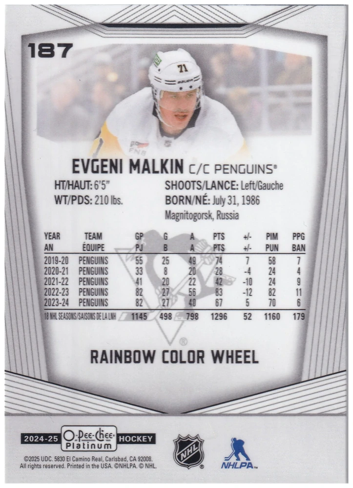 2024-25 UD O-Pee-Chee Platinum - Evgeni Malkin - Rainbow Color Wheel #187