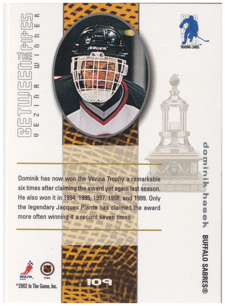 2001-02 ITG BaP Between the Pipes - Dominik Hašek #109