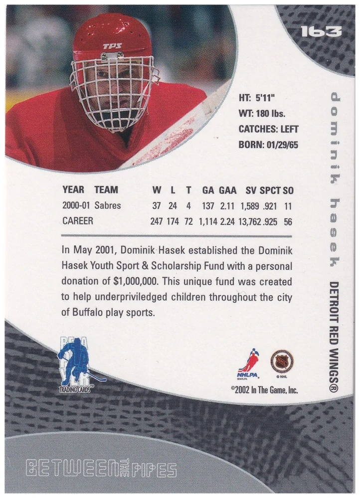 2001-02 ITG BaP Between the Pipes - Dominik Hašek #163