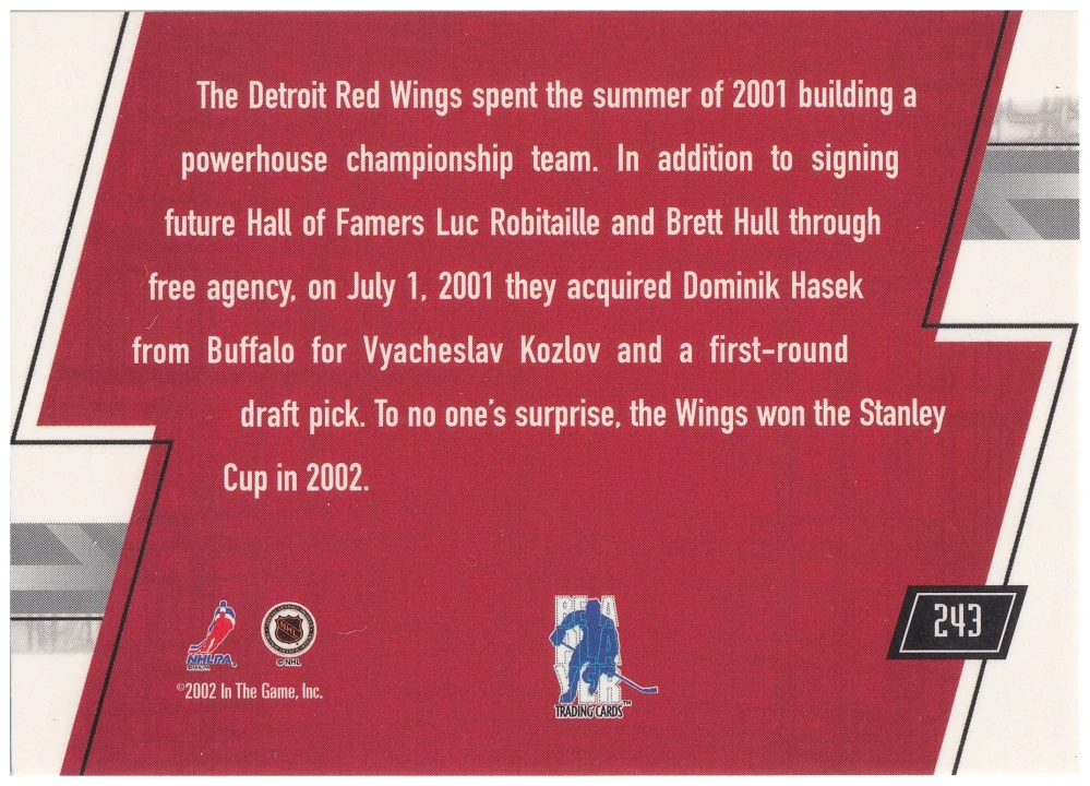 2002-03 ITG BaP Memorabilia - Dominik Hašek, Vyacheslav Kozlov - Big Deal #243