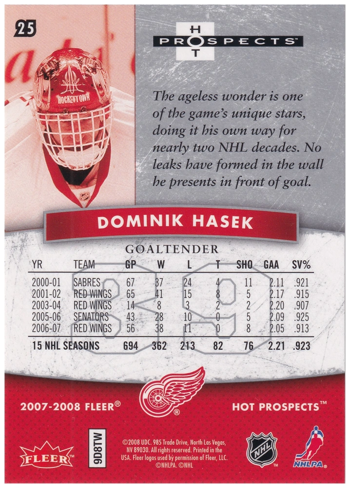 2007-08 Fleer Hot Prospects - Dominik Hašek #25