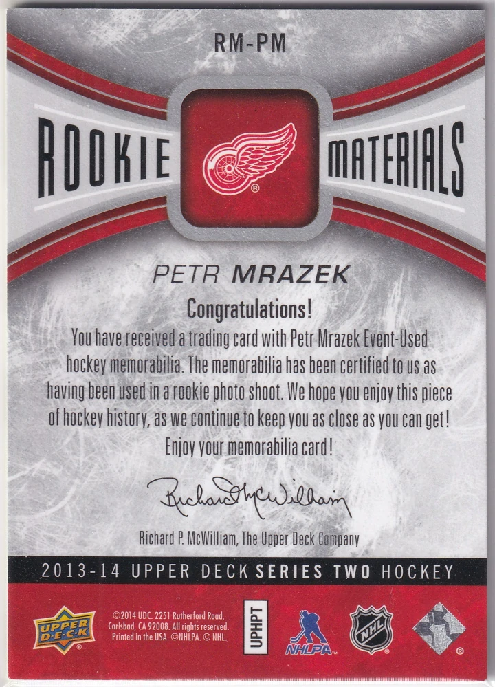 2013-14 UD Series 2 - Petr Mrázek - Rookie Materials #RM-PM