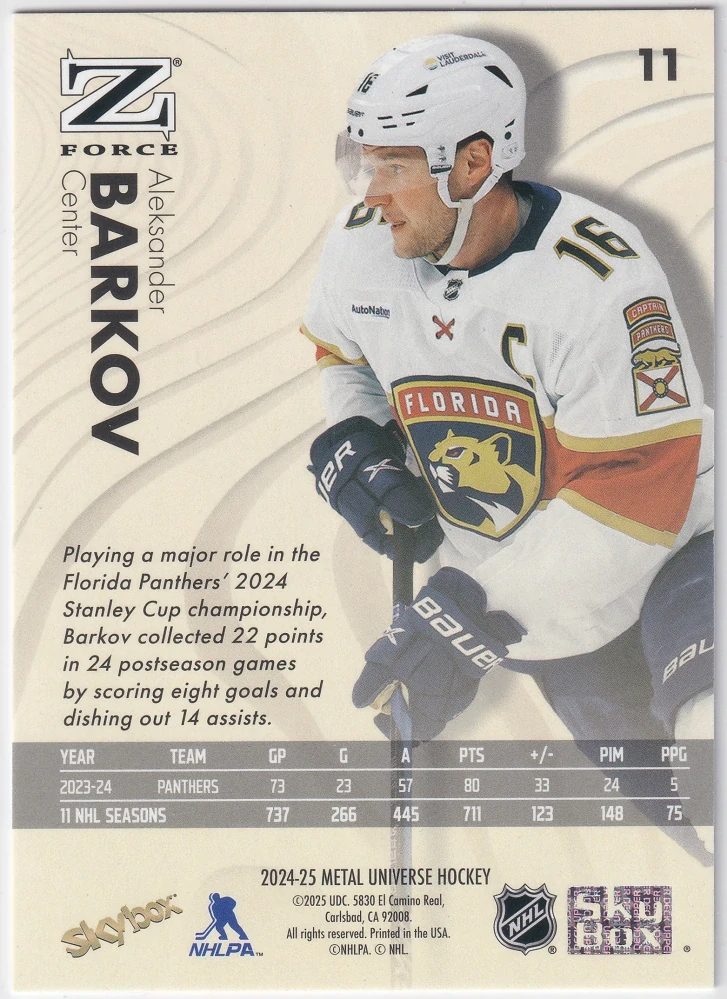 2024-25 UD Skybox Metal Universe - Aleksander Barkov - Z-Force #11