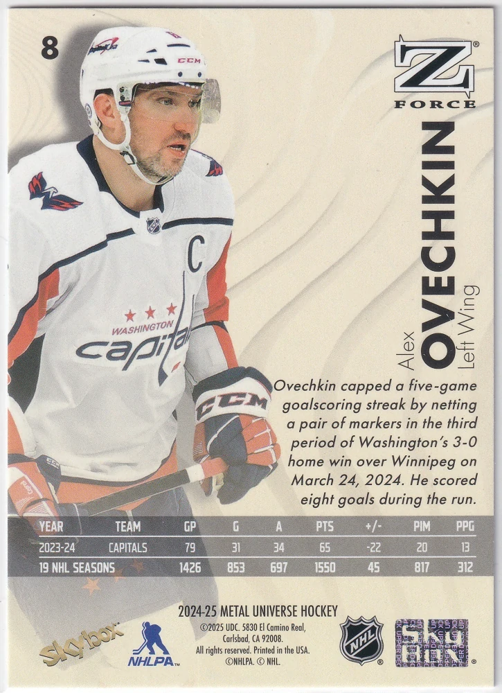 2024-25 UD Skybox Metal Universe - Alex Ovechkin - Z-Force #8