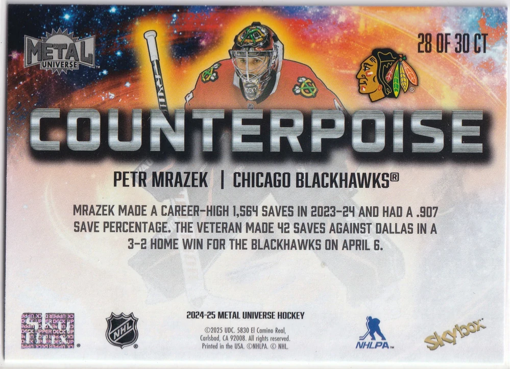 2024-25 UD Skybox Metal Universe - Petr Mrázek - Counterpoise #28