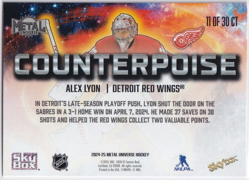 2024-25 UD Skybox Metal Universe - Alex Lyon - Counterpoise #11
