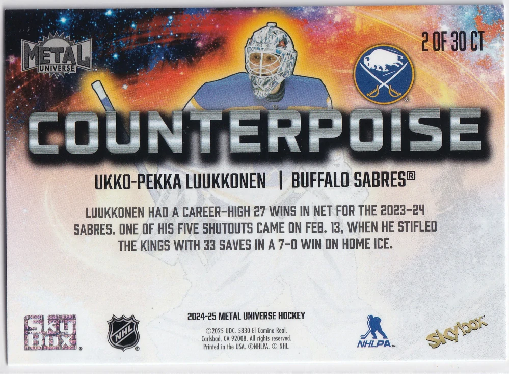 2024-25 UD Skybox Metal Universe - Ukko-Pekka Luukkonnen - Counterpoise #2