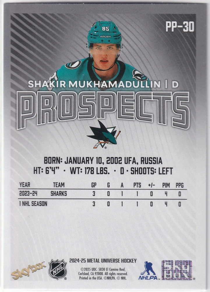 2024-25 UD Skybox Metal Universe - Shakir Mukhamadullin - Prospects #PP-30