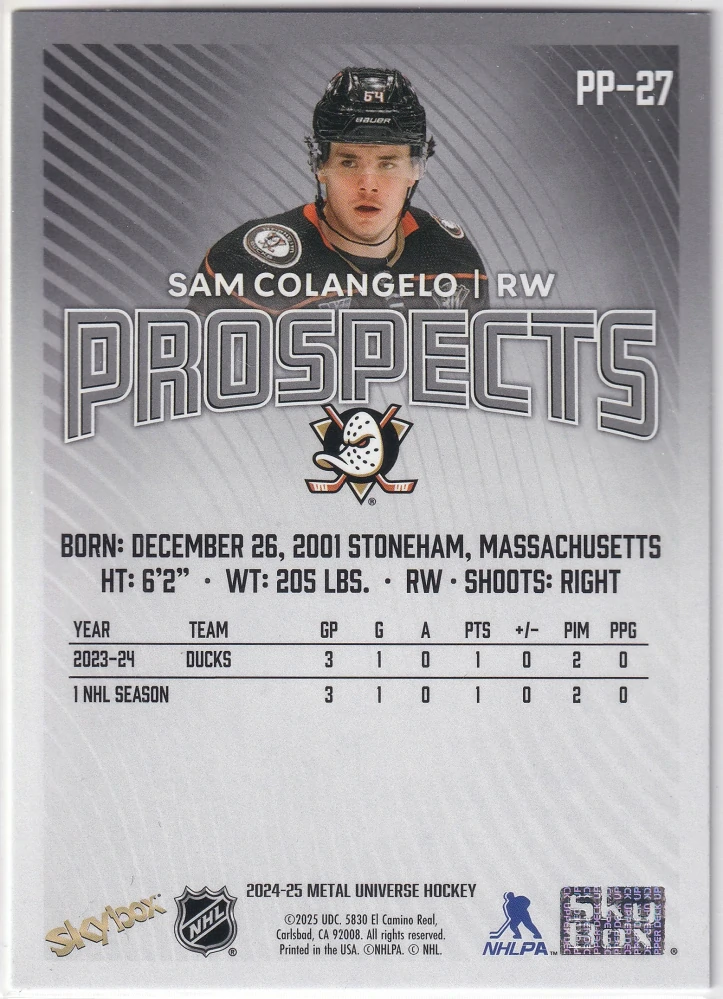 2024-25 UD Skybox Metal Universe - Sam Colangelo - Prospects #PP-27