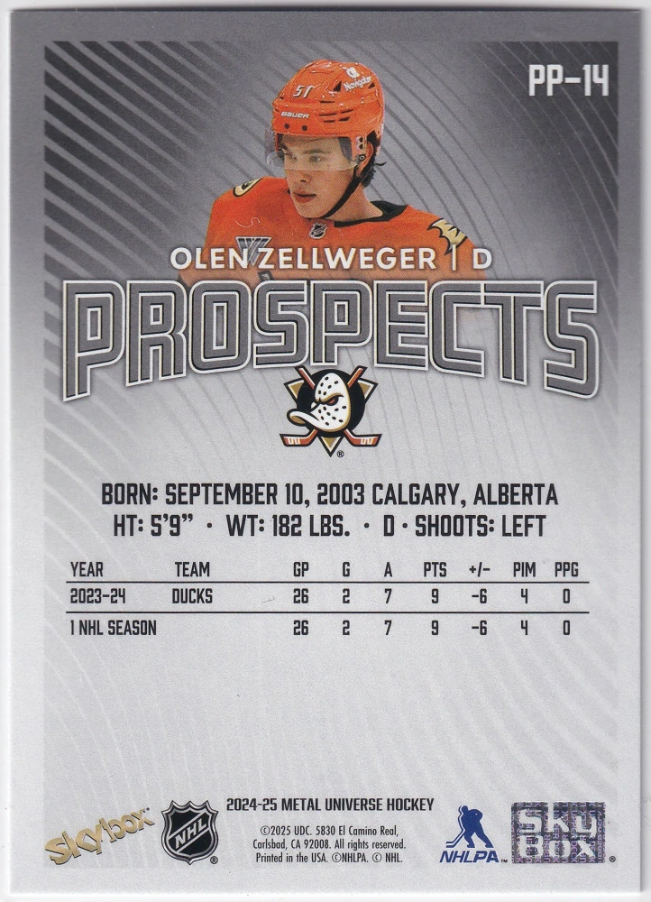 2024-25 UD Skybox Metal Universe - Olen Zellweger - Prospects #PP-14
