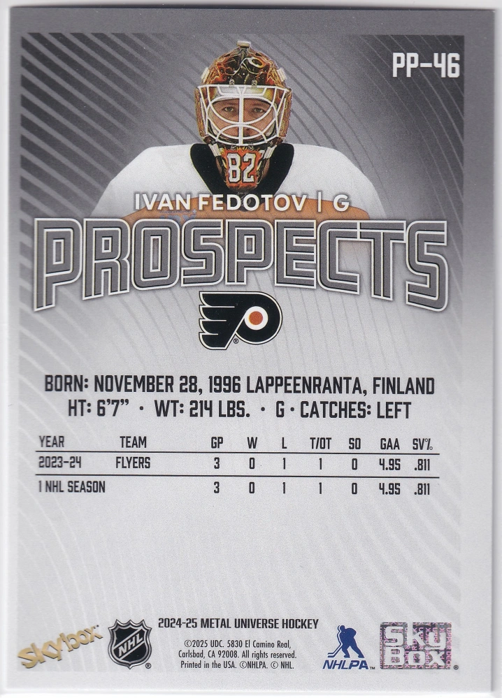 2024-25 UD Skybox Metal Universe - Ivan Fedotov - Prospects #PP-46