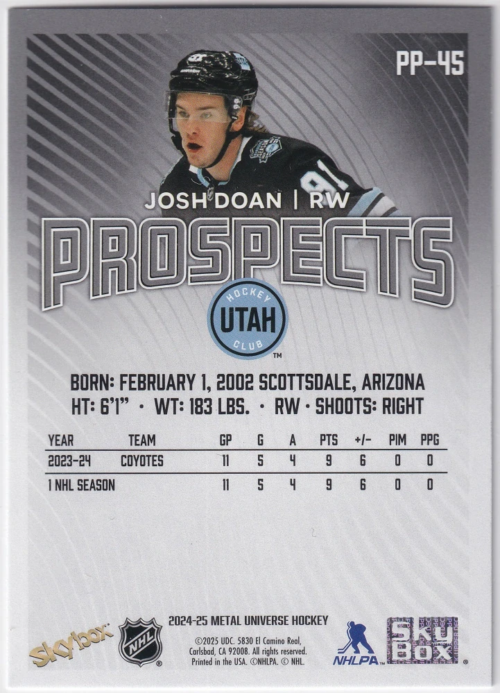 2024-25 UD Skybox Metal Universe - Josh Doan - Prospects #PP-45