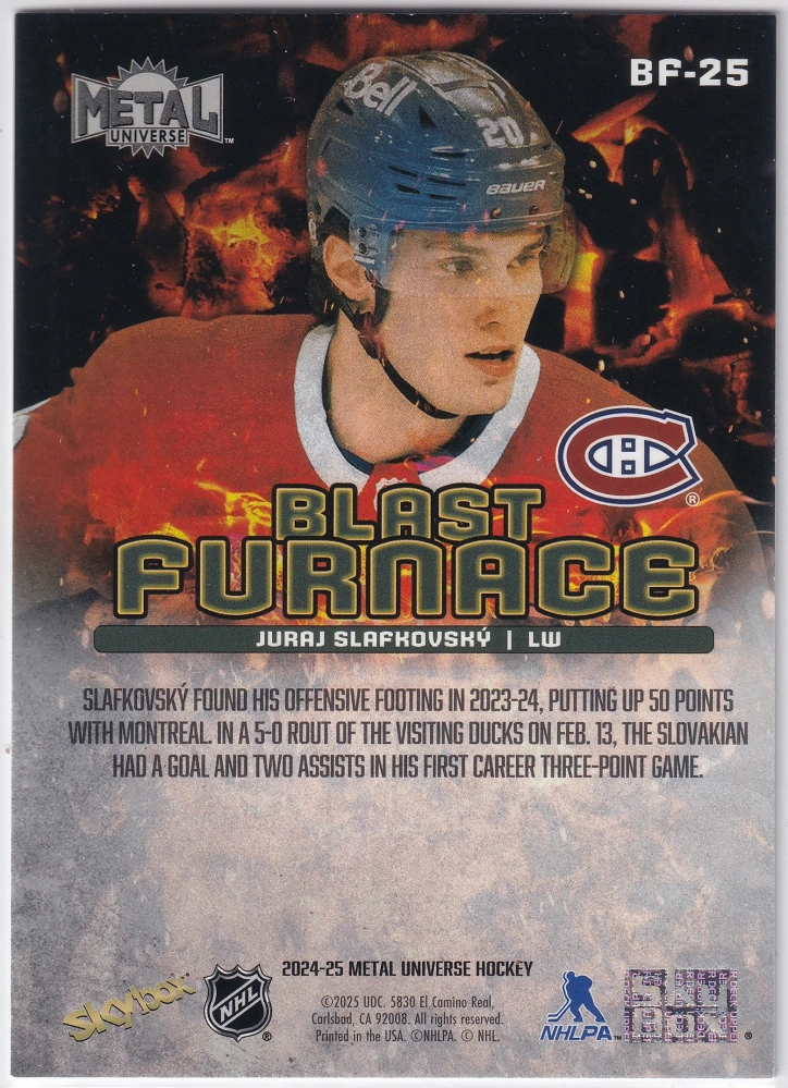 2024-25 UD Skybox Metal Universe - Juraj Slafkovský - Blast Furnace #BF-25