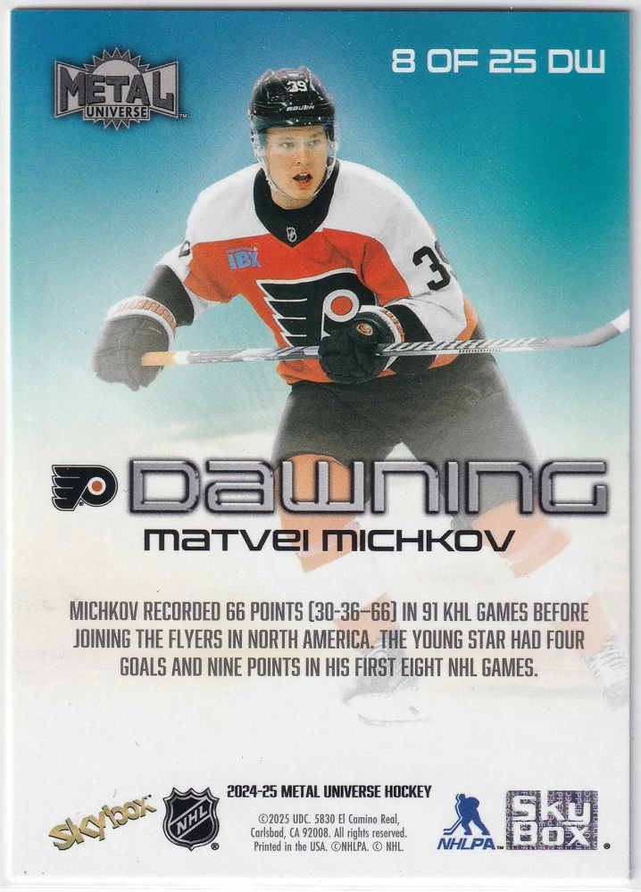 2024-25 UD Skybox Metal Universe - Matvei Michkov - Dawning #8