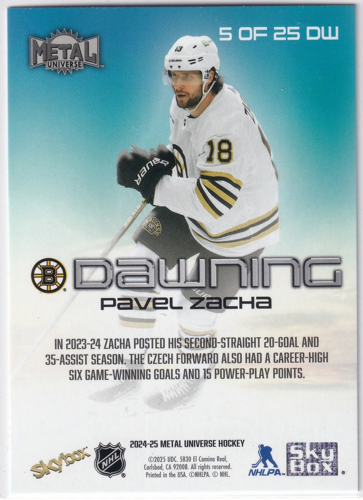2024-25 UD Skybox Metal Universe - Pavel Zacha - Dawning #5