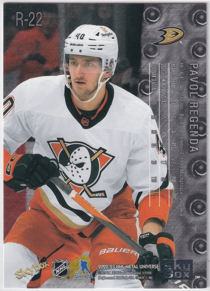 2022-23 UD Skybox Metal Universe - Pavol Regenda - 1998-99 Retro Rookies #R-22