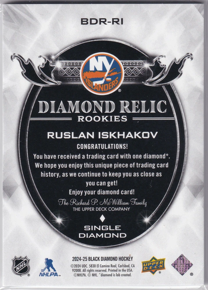 2024-25 UD Black Diamond - Ruslan Iskhakov - Diamond Relic Rookies /99 #BDR-RI