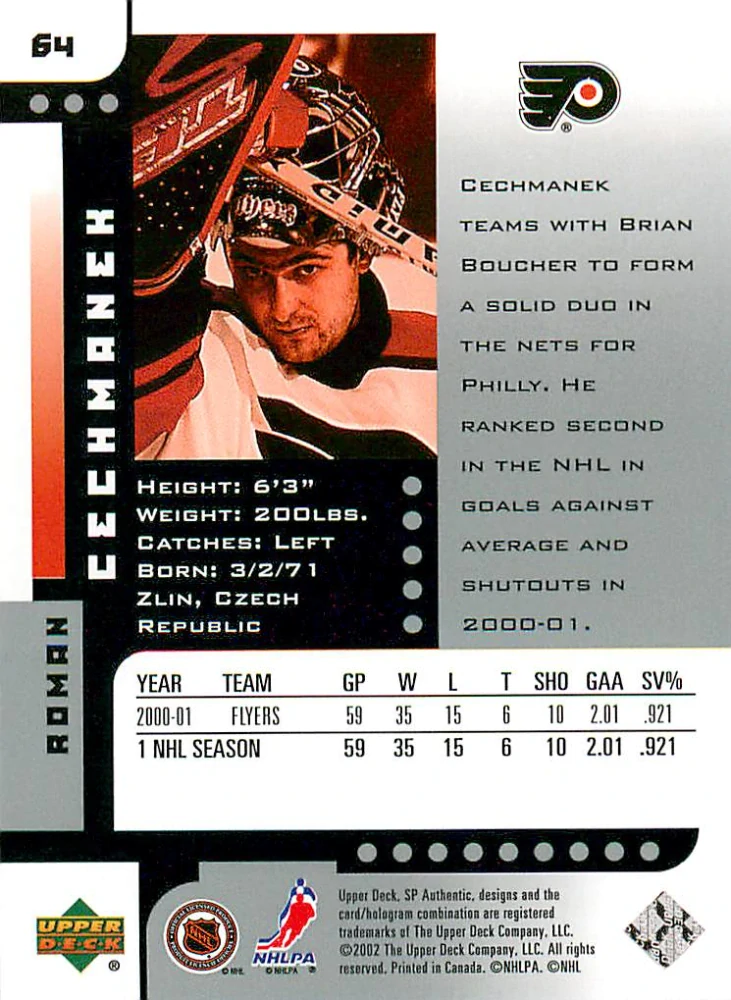 2001-02 UD SP Authentic - Roman Čechmánek #64