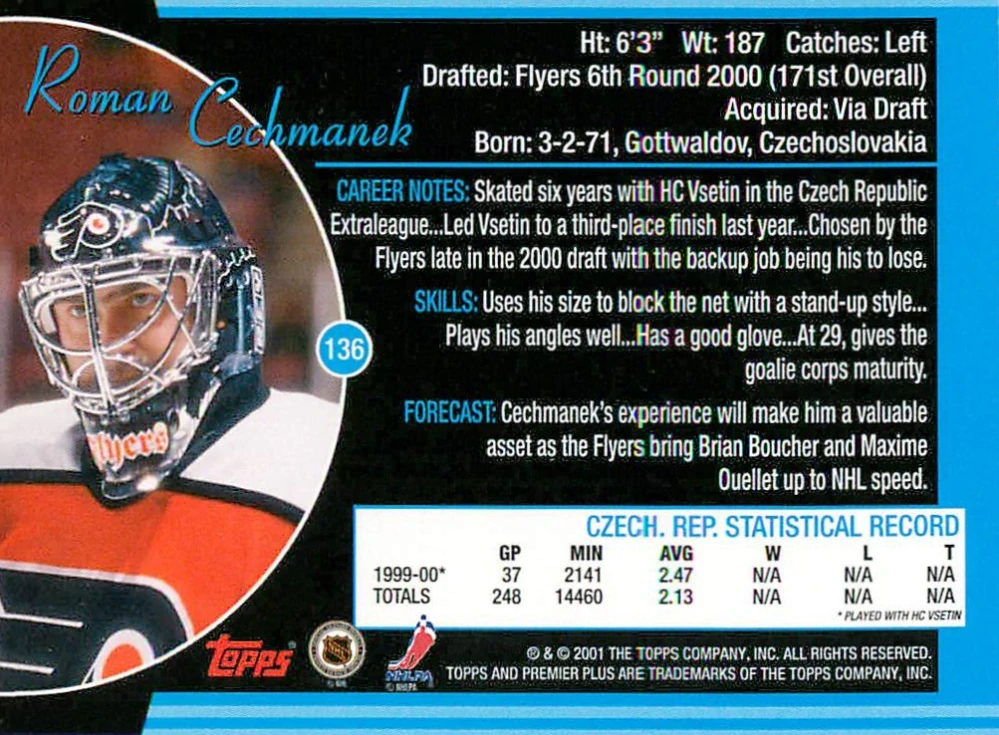 2000-01 Topps Premier Plus - Roman Čechmánek